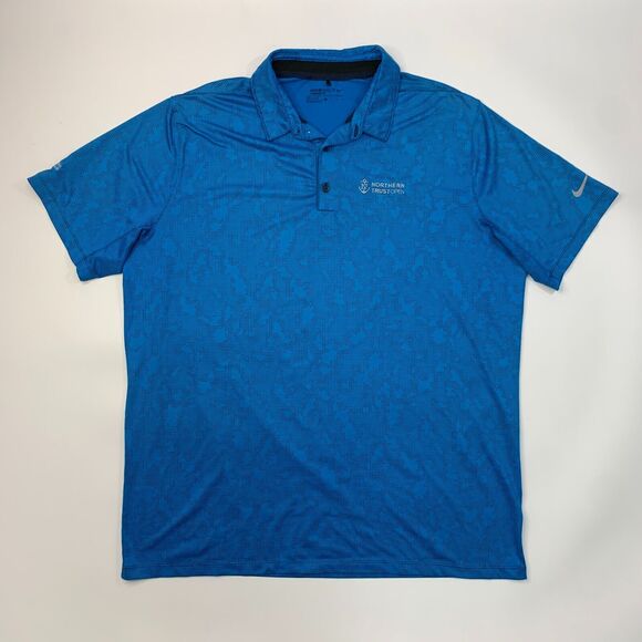Nike Golf Polo Shirt Mens XL Extra Large Blue Standard Fit Mobility Micro Geo - Picture 2 of 12